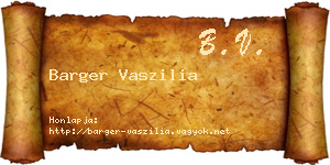 Barger Vaszilia névjegykártya